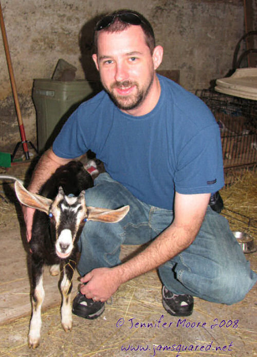 Gizmo, the baby goat, and James