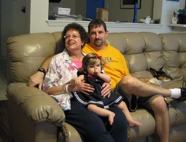 Jessica with her Nana and Daddy and buddy Bella
