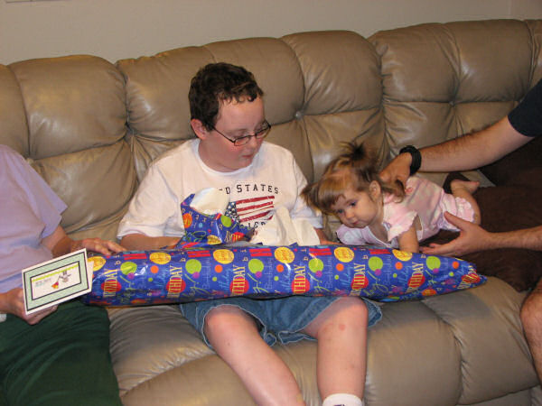 Dawson Opening his Birthday Present