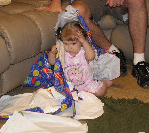 Jessica Playing with the Wrapping Paper