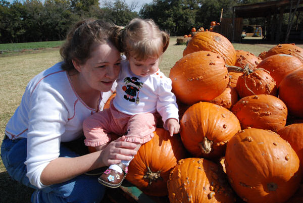 Jennifer and Jessica Checking Out Bumby Pumpkins