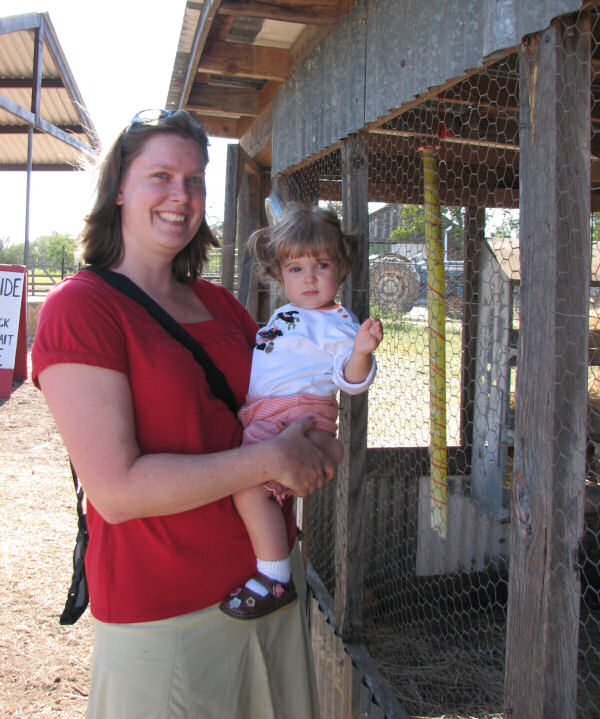 Kristy and Jessica Checking Out the Chickens
