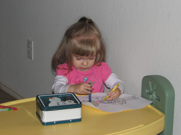 Playing at Her Art Table, 1/7/11