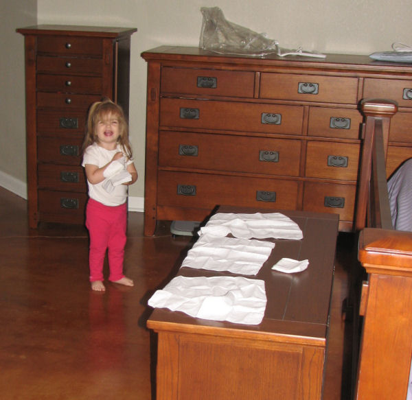 "Unpacking" Daddy's Handkerchiefs, 5/2/11