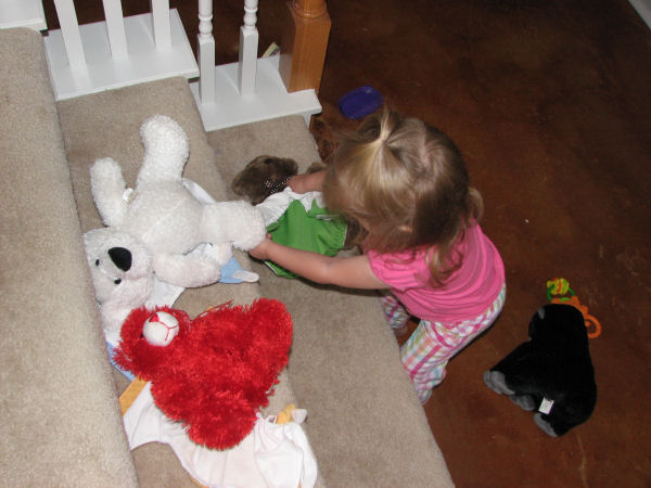 Diapering Her Bears, 5/13/11