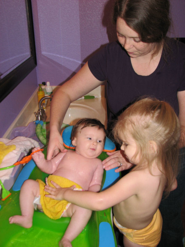 Jessica Helping with Janette's Bath, 1/29/12